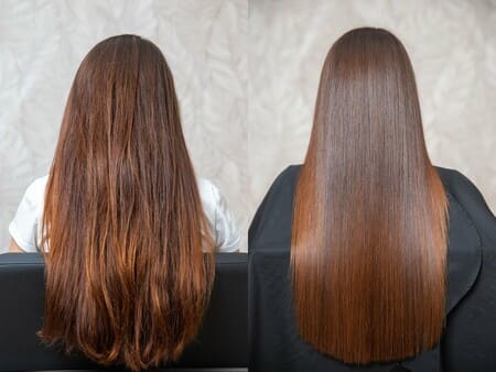 Кератиновое выпрямление волос фото до и после